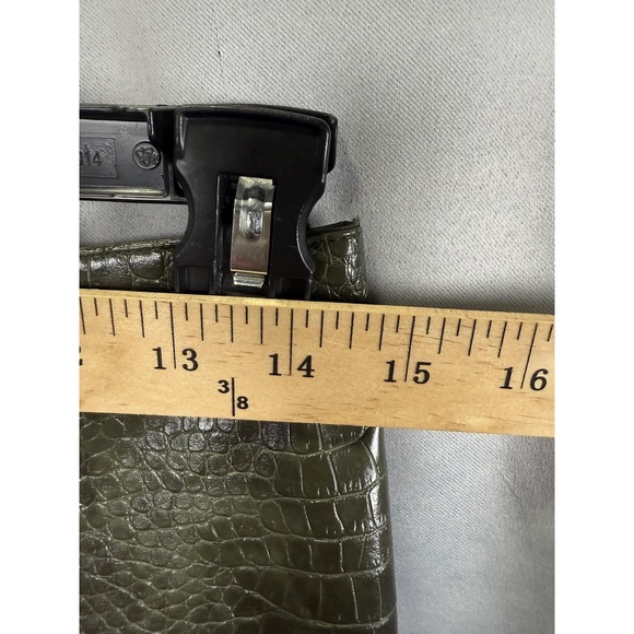 MNG Pants Womens 4 Olive Green Faux Croc Leather Coated High Rise Trousers Y2K - Picture 5 of 7